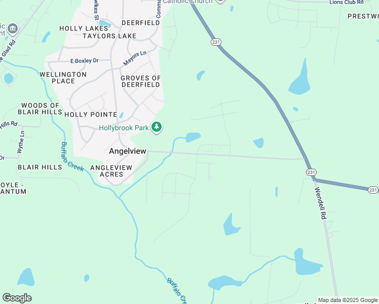 map of restaurants, bars, coffee shops, grocery stores, and more near 605 Jasmine Street in Wendell