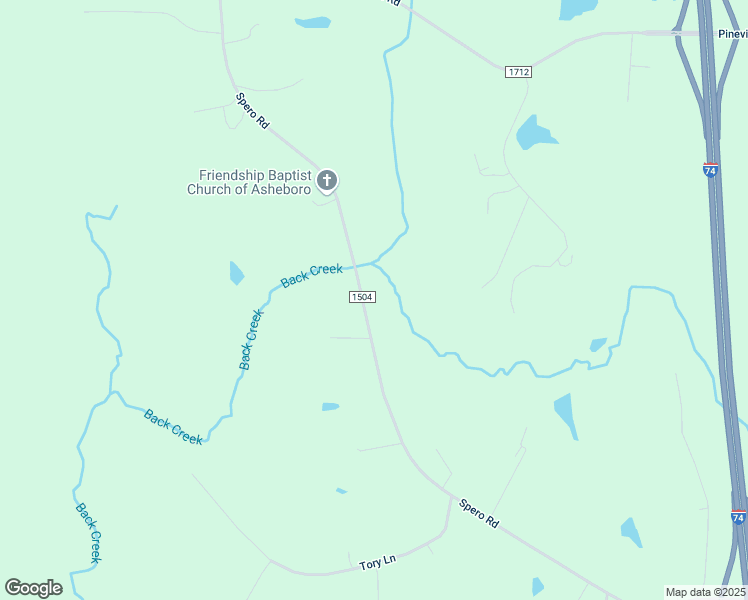 map of restaurants, bars, coffee shops, grocery stores, and more near 2074 Spero Road in Asheboro