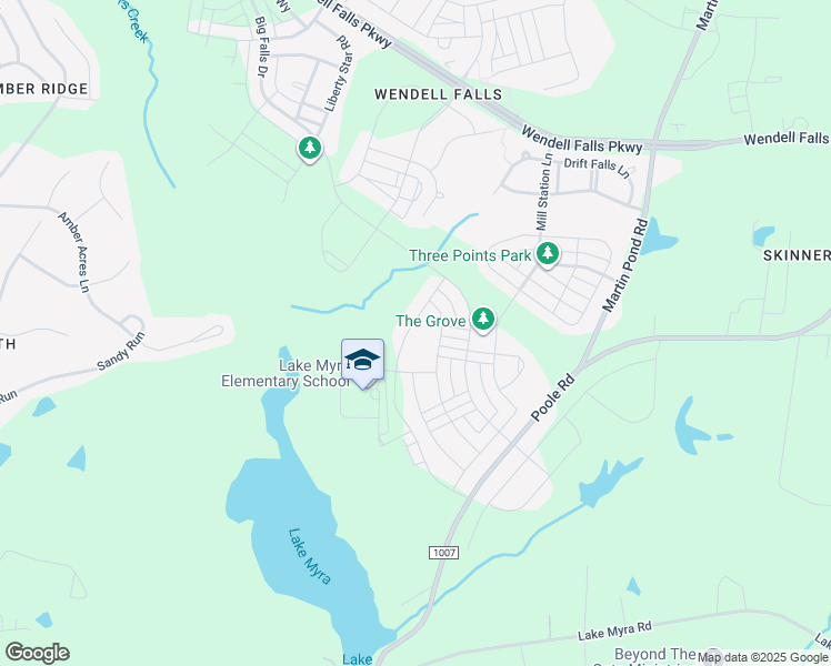 map of restaurants, bars, coffee shops, grocery stores, and more near 1229 Elk Falls Drive in Wendell