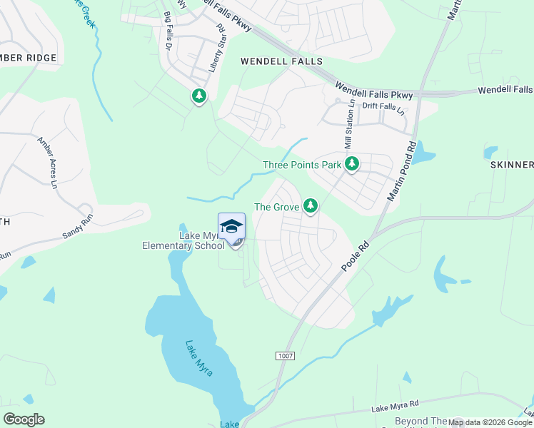map of restaurants, bars, coffee shops, grocery stores, and more near 1229 Elk Falls Drive in Wendell