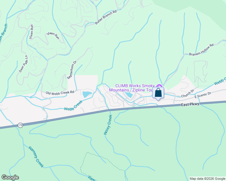 map of restaurants, bars, coffee shops, grocery stores, and more near 4229 East Parkway in Gatlinburg