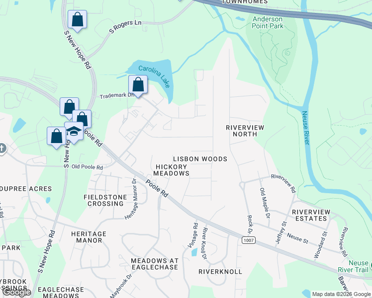 map of restaurants, bars, coffee shops, grocery stores, and more near 1309 Hickory Hollow Lane in Raleigh