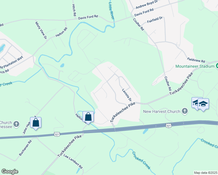 map of restaurants, bars, coffee shops, grocery stores, and more near 151 Heritage Crossing Drive in Maryville
