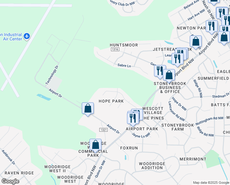 map of restaurants, bars, coffee shops, grocery stores, and more near 3722 Dianne Drive Northwest in Wilson