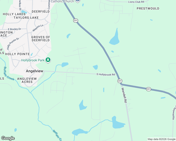 map of restaurants, bars, coffee shops, grocery stores, and more near 1429 South Hollybrook Road in Wendell
