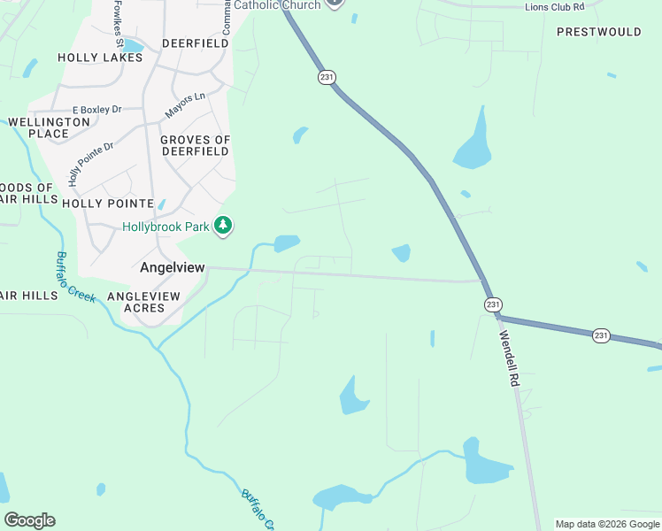 map of restaurants, bars, coffee shops, grocery stores, and more near 1427 South Hollybrook Road in Wendell