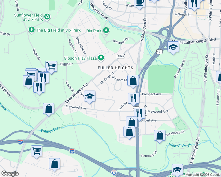 map of restaurants, bars, coffee shops, grocery stores, and more near 505 Ellis Court in Raleigh