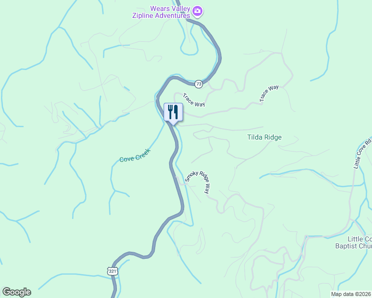 map of restaurants, bars, coffee shops, grocery stores, and more near 2163 Wears Valley Road in Pigeon Forge