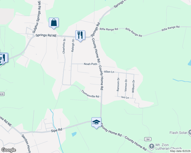map of restaurants, bars, coffee shops, grocery stores, and more near 1776 Rad Drive in Conover