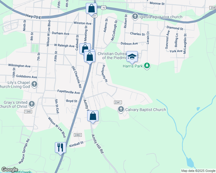 map of restaurants, bars, coffee shops, grocery stores, and more near 208 Forest Hollow Drive in Statesville