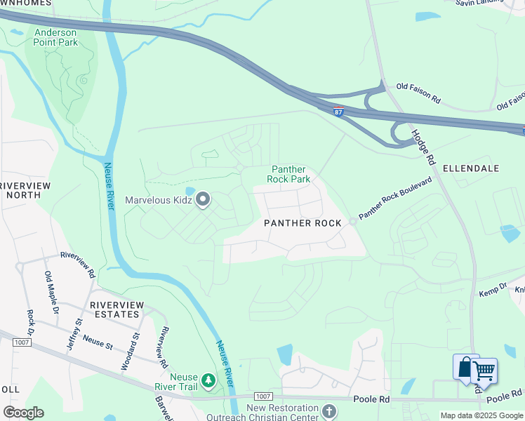 map of restaurants, bars, coffee shops, grocery stores, and more near 1215 Colton Creek Road in Knightdale
