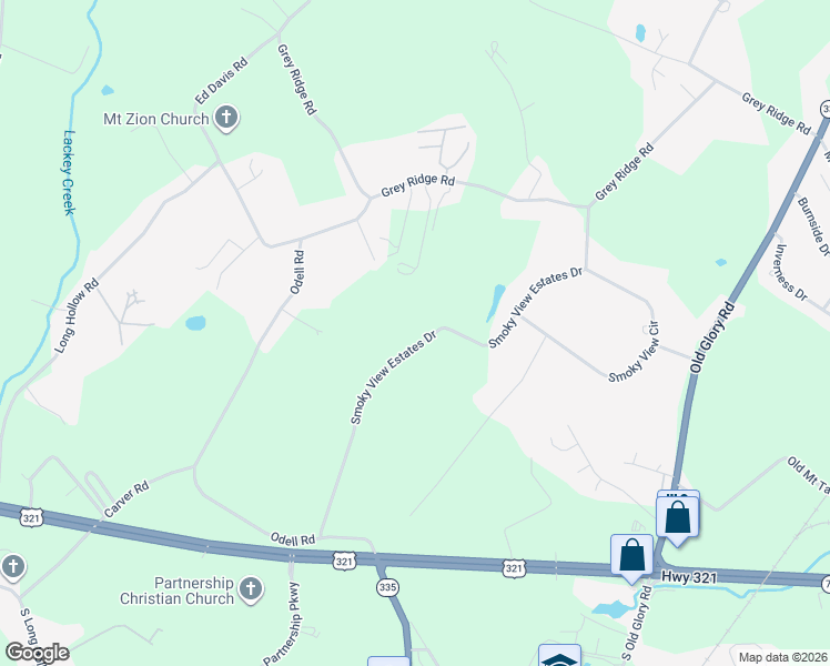 map of restaurants, bars, coffee shops, grocery stores, and more near 541 Smoky View Estates Drive in Maryville