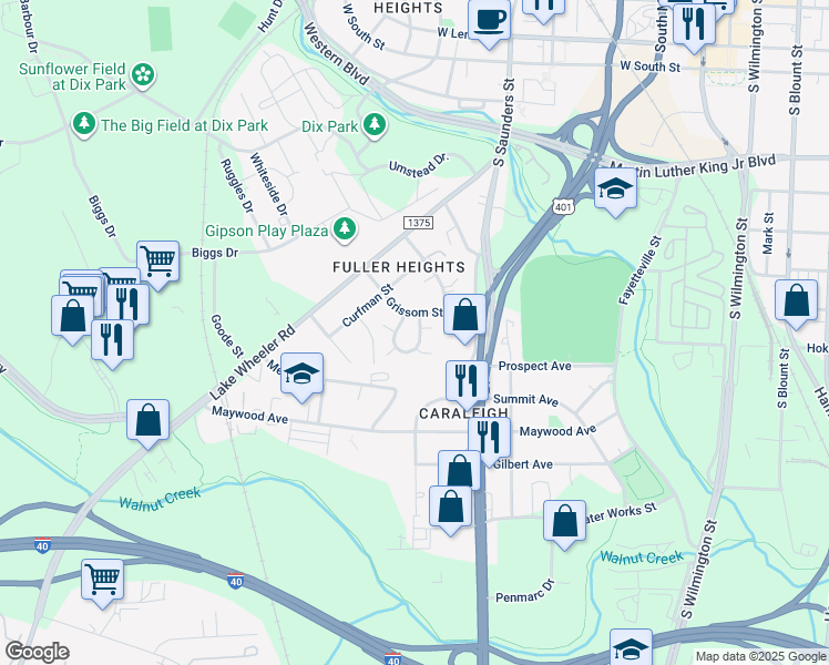map of restaurants, bars, coffee shops, grocery stores, and more near 412 Talmage Street in Raleigh