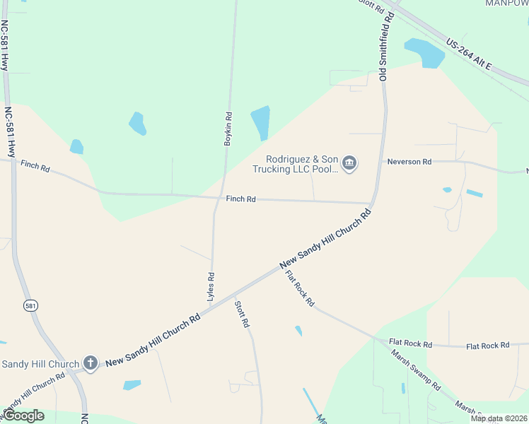 map of restaurants, bars, coffee shops, grocery stores, and more near 5488 Finch Road in Bailey