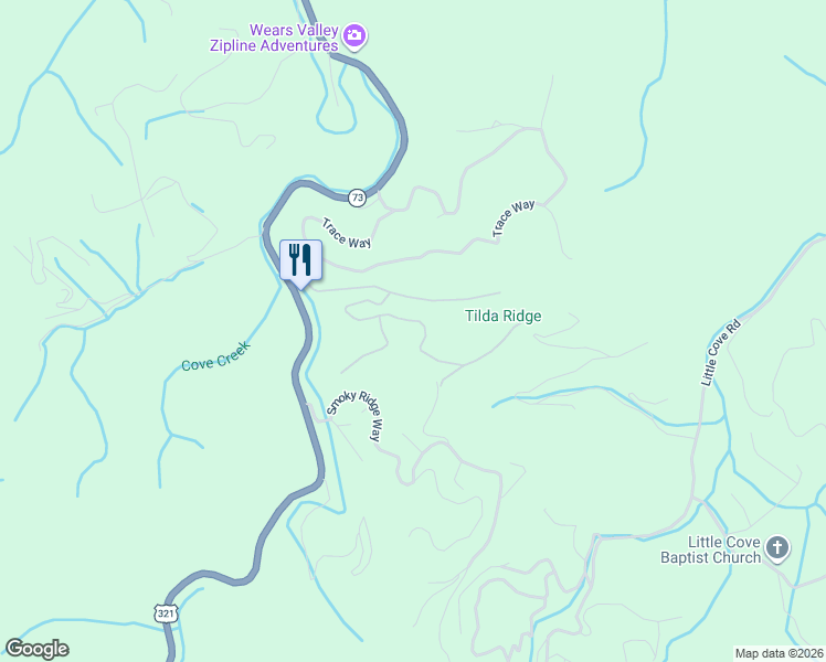 map of restaurants, bars, coffee shops, grocery stores, and more near 2209 Castle Rise Way in Sevierville