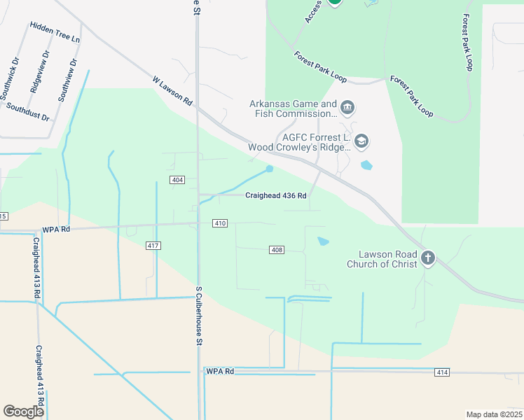 map of restaurants, bars, coffee shops, grocery stores, and more near Craighead 436 Road in Jonesboro
