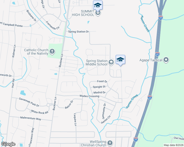 map of restaurants, bars, coffee shops, grocery stores, and more near 2774 Buckner Lane in Thompson's Station