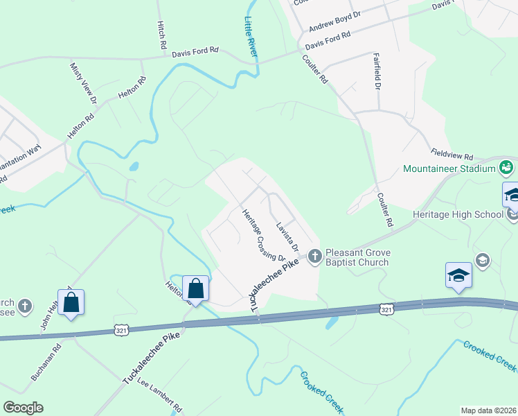 map of restaurants, bars, coffee shops, grocery stores, and more near 378 Headrickview Drive in Maryville