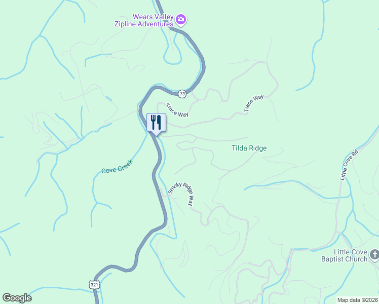 map of restaurants, bars, coffee shops, grocery stores, and more near 2131 Castle Rise Way in Pigeon Forge