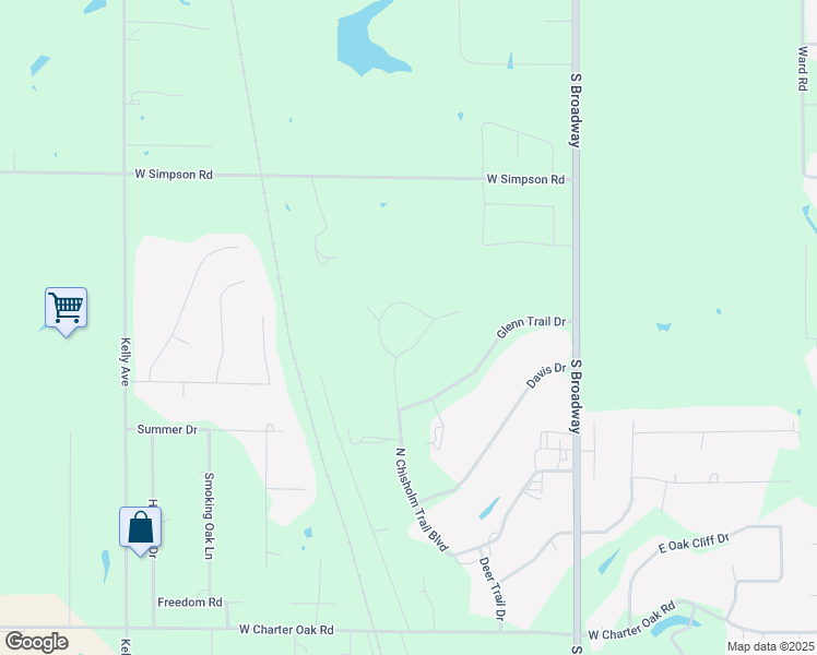 map of restaurants, bars, coffee shops, grocery stores, and more near 10704 Chisholm Circle in Edmond