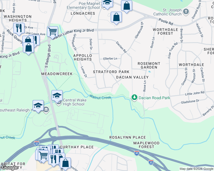 map of restaurants, bars, coffee shops, grocery stores, and more near 833 Brigham Road in Raleigh