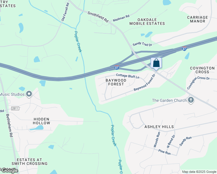 map of restaurants, bars, coffee shops, grocery stores, and more near 521 Somersworth Drive in Knightdale