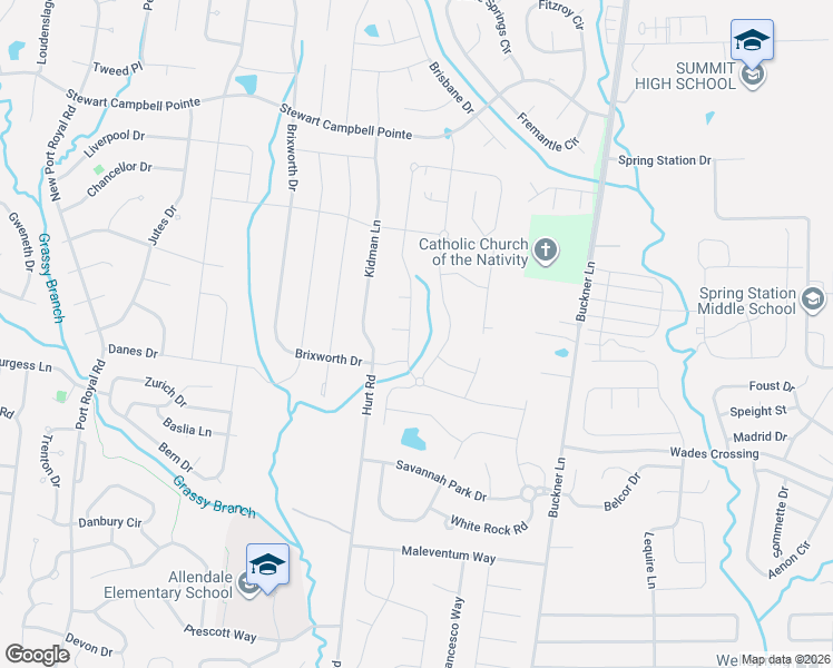 map of restaurants, bars, coffee shops, grocery stores, and more near 1360 Round Hill Lane in Spring Hill