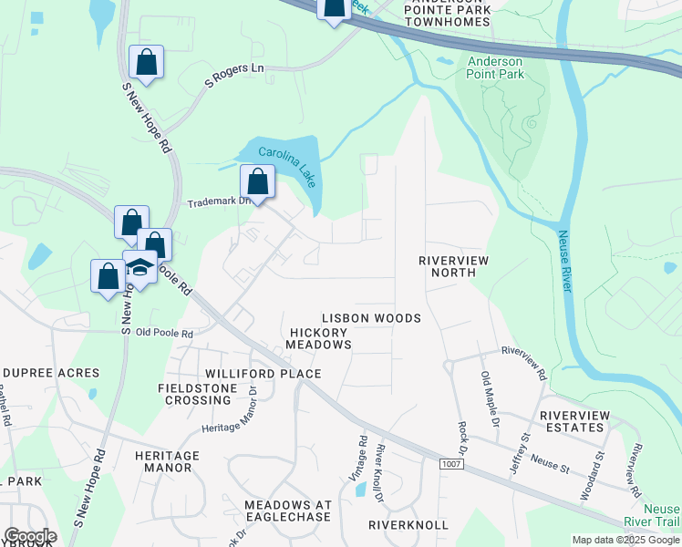 map of restaurants, bars, coffee shops, grocery stores, and more near 5409 Tanglewood Pine Lane in Raleigh