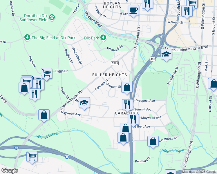 map of restaurants, bars, coffee shops, grocery stores, and more near 513 Talmage Street in Raleigh