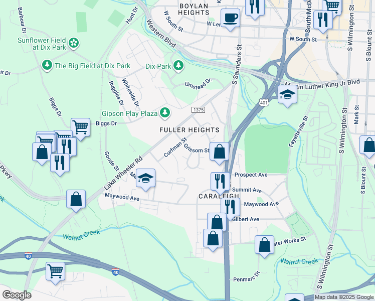 map of restaurants, bars, coffee shops, grocery stores, and more near 513 Talmage Street in Raleigh