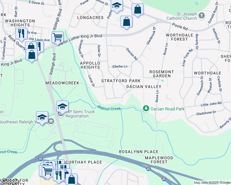 map of restaurants, bars, coffee shops, grocery stores, and more near 833 Brigham Road in Raleigh