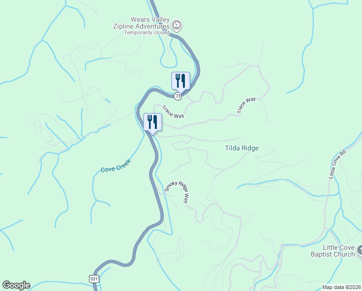 map of restaurants, bars, coffee shops, grocery stores, and more near 2131 Castle Rise Way in Pigeon Forge