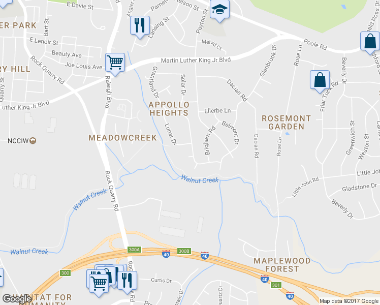 map of restaurants, bars, coffee shops, grocery stores, and more near 808 Grantland Drive in Raleigh
