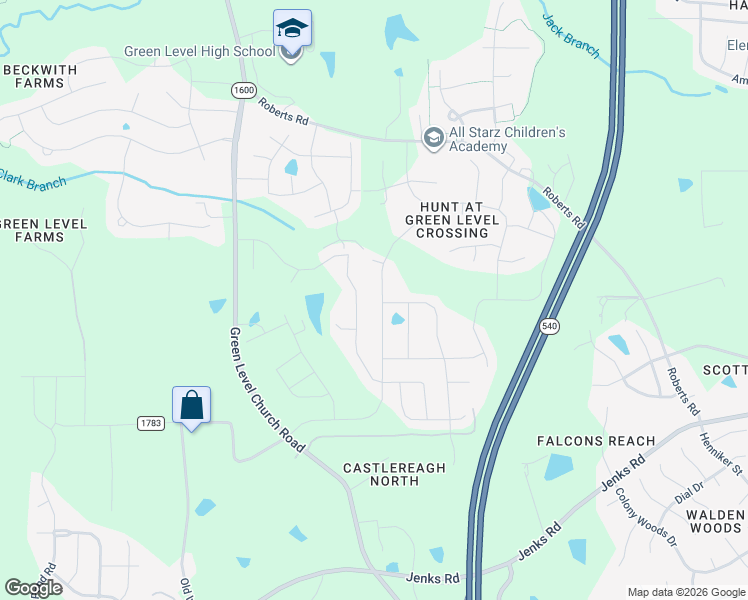 map of restaurants, bars, coffee shops, grocery stores, and more near 415 Parlier Drive in Apex