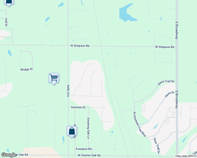 map of restaurants, bars, coffee shops, grocery stores, and more near 10695 Black Hawk Road in Edmond