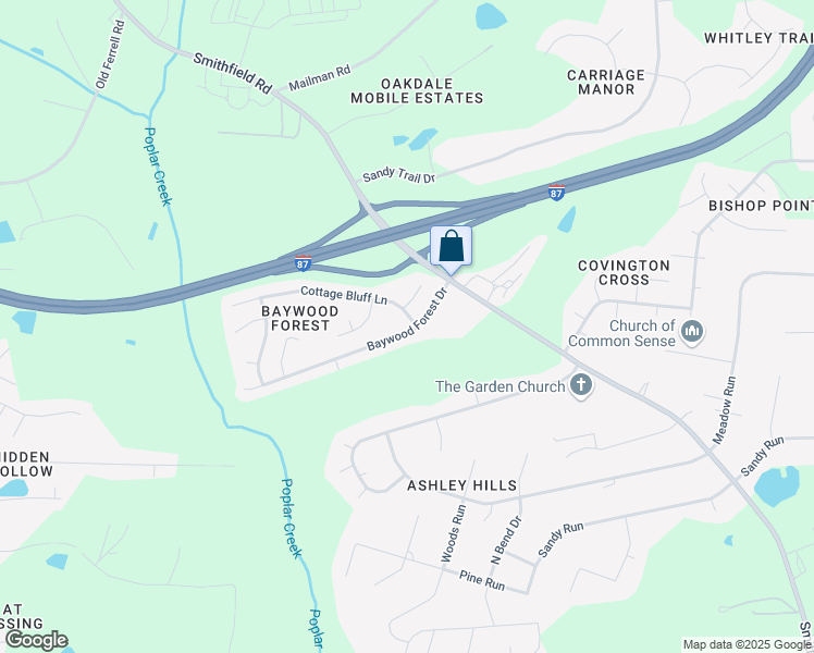 map of restaurants, bars, coffee shops, grocery stores, and more near 5332 Cottage Bluff Lane in Knightdale
