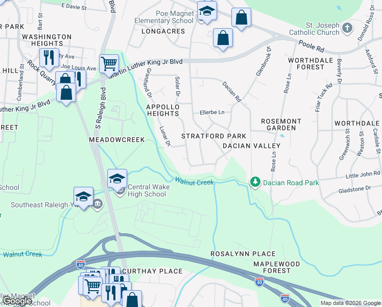map of restaurants, bars, coffee shops, grocery stores, and more near 808 Grantland Drive in Raleigh