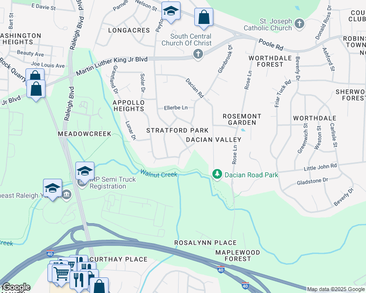 map of restaurants, bars, coffee shops, grocery stores, and more near 830 Peyton Street in Raleigh