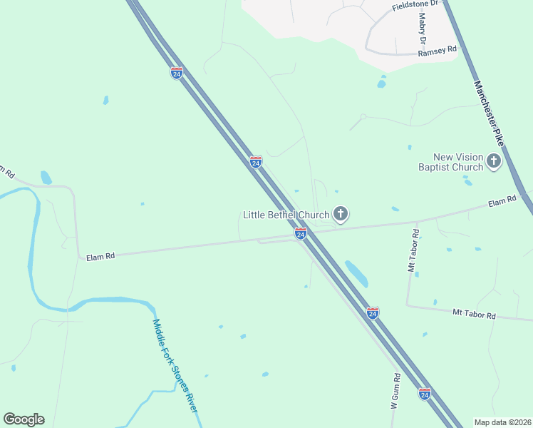 map of restaurants, bars, coffee shops, grocery stores, and more near 5327 Elam Road in Murfreesboro