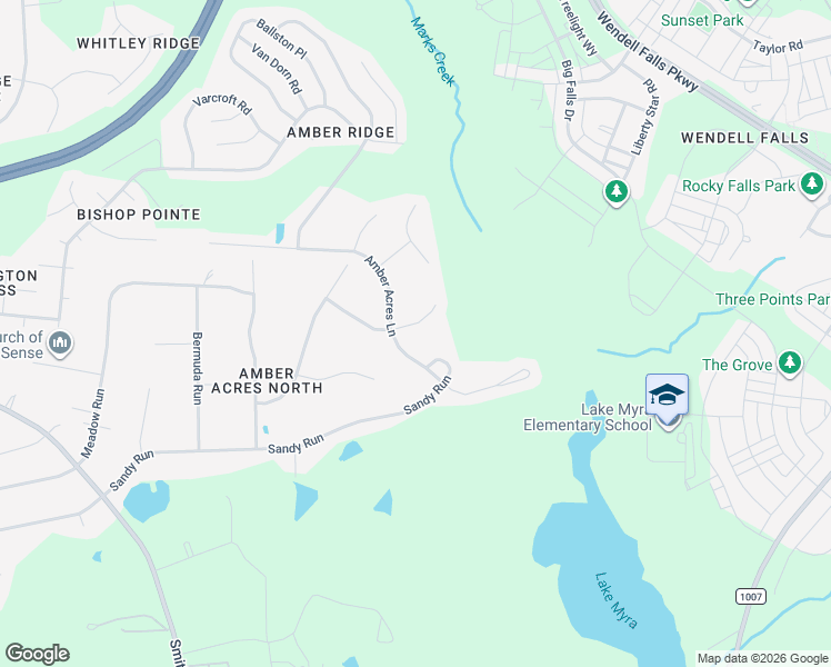 map of restaurants, bars, coffee shops, grocery stores, and more near 1309 Amber Acres Lane in Knightdale