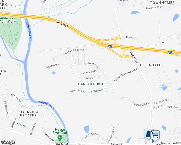 map of restaurants, bars, coffee shops, grocery stores, and more near Colton Creek Road in Wake County