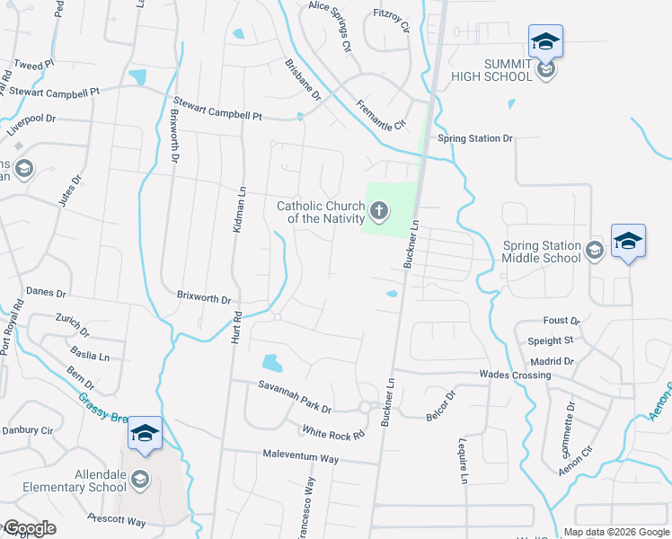 map of restaurants, bars, coffee shops, grocery stores, and more near 2797 Buckner Lane in Thompson's Station