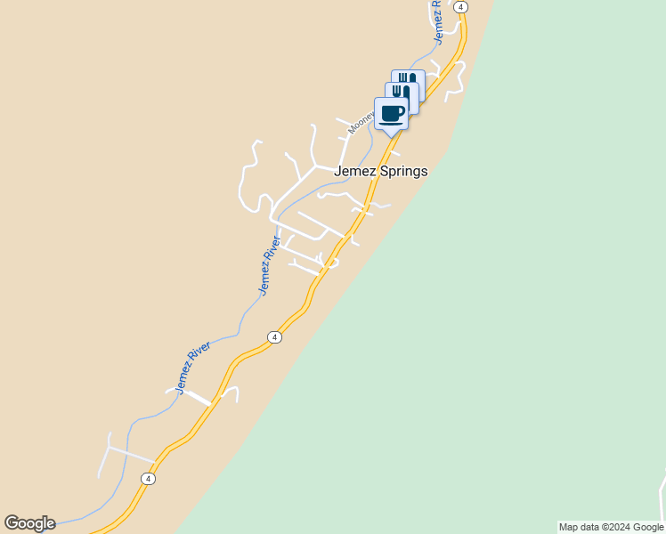 map of restaurants, bars, coffee shops, grocery stores, and more near 15 Circle Drive in Jemez Springs