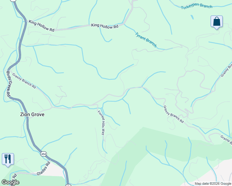 map of restaurants, bars, coffee shops, grocery stores, and more near 2359 Grassy Branch Road in Sevierville