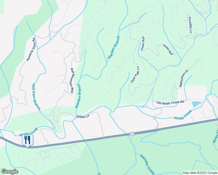 map of restaurants, bars, coffee shops, grocery stores, and more near 3626 Moonshine Way in Gatlinburg