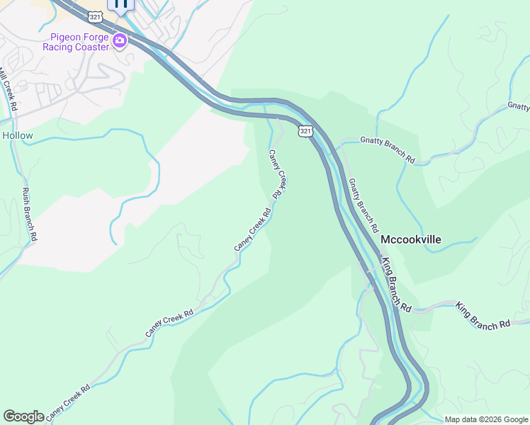 map of restaurants, bars, coffee shops, grocery stores, and more near 206 Caney Creek Rd in Pigeon Forge