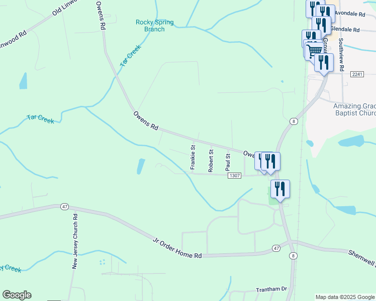 map of restaurants, bars, coffee shops, grocery stores, and more near 186 Frankie Street in Lexington