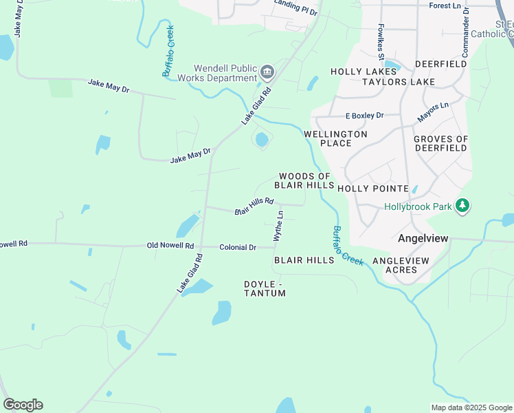 map of restaurants, bars, coffee shops, grocery stores, and more near 239 Blair Hills Road in Wendell