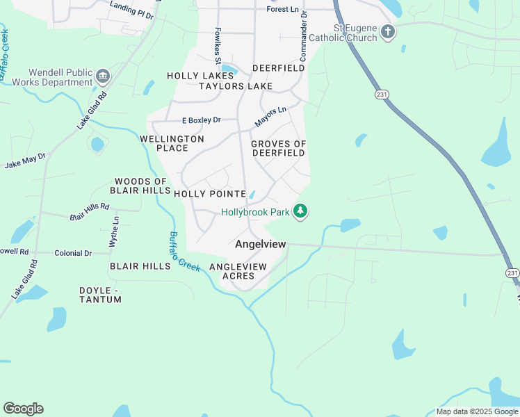 map of restaurants, bars, coffee shops, grocery stores, and more near 212 Darecrest Lane in Wendell