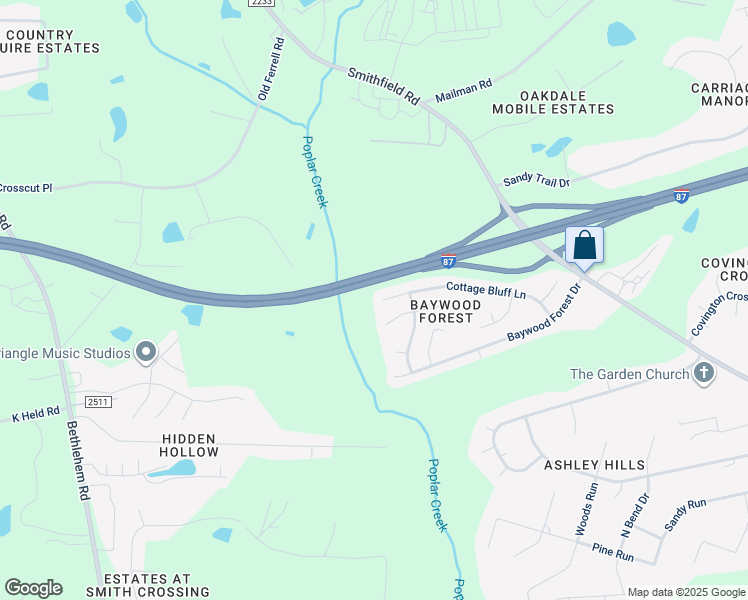 map of restaurants, bars, coffee shops, grocery stores, and more near 5001 Cottage Bluff Lane in Knightdale